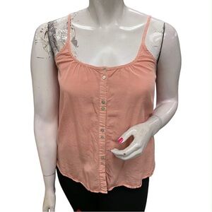 Love Stitch Coral Button-Front Camisole Size L